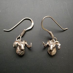 Stirling Silver Ram Head Earrings